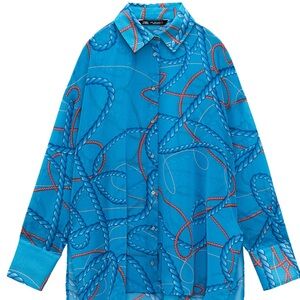 Zara Vibrant Blue Rope Design Shirt
